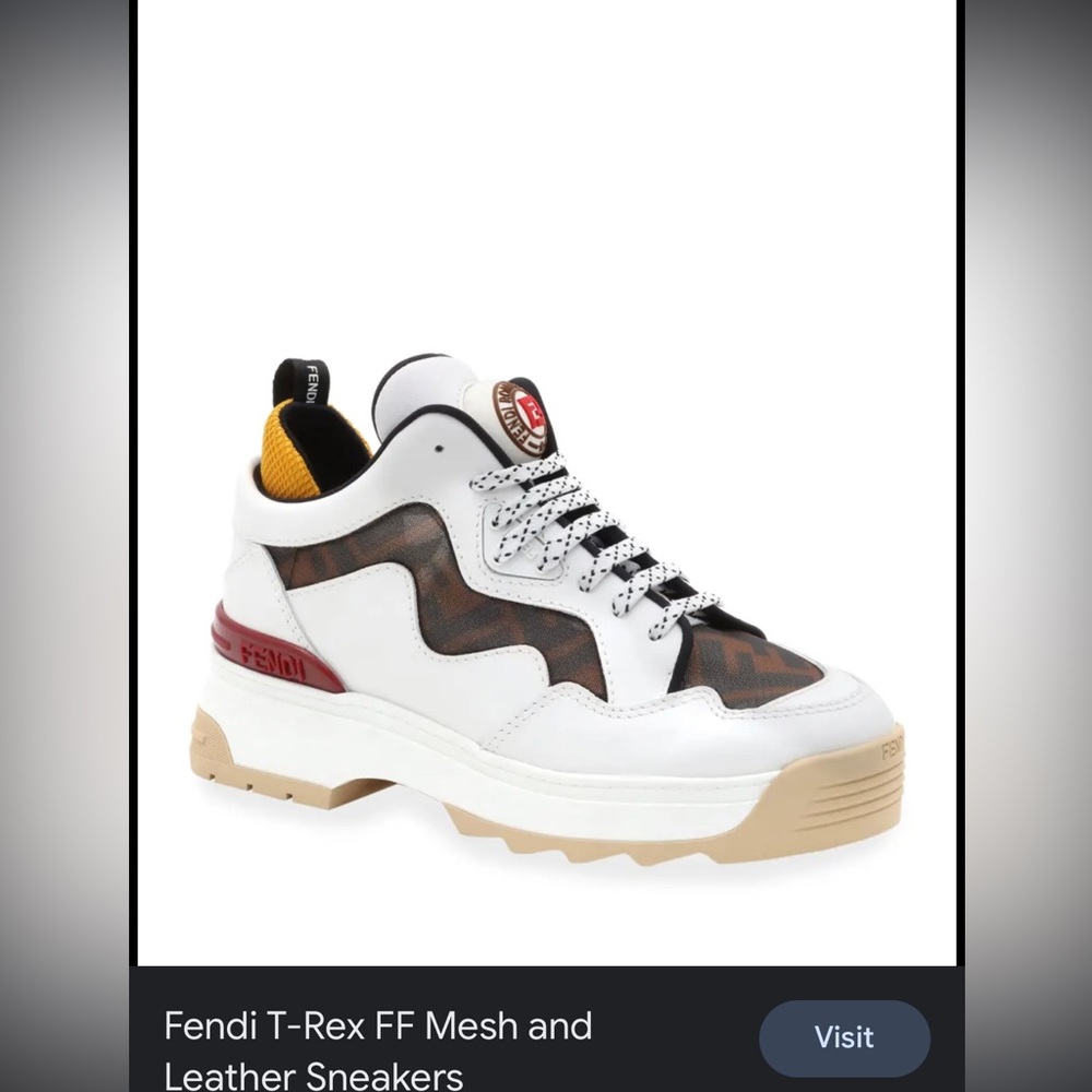 Fendi T Rex Mesh and Leather Sneaker